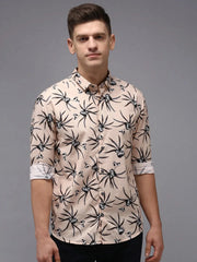 Men Pink Printed Casual Shirt-PARKERPRINT-1550-Peach