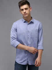 Men Blue Solid Casual Shirt-COLINLINEN-1330-Blue