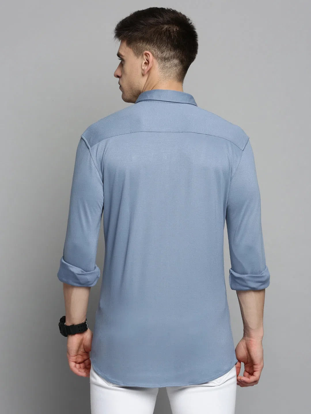 Men's Blue Solid Cotton Shirt | Casual Mens Shirt