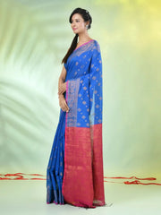 Teal Cotton Saree With Nakshi Zari Borders-MA66BCT431050026