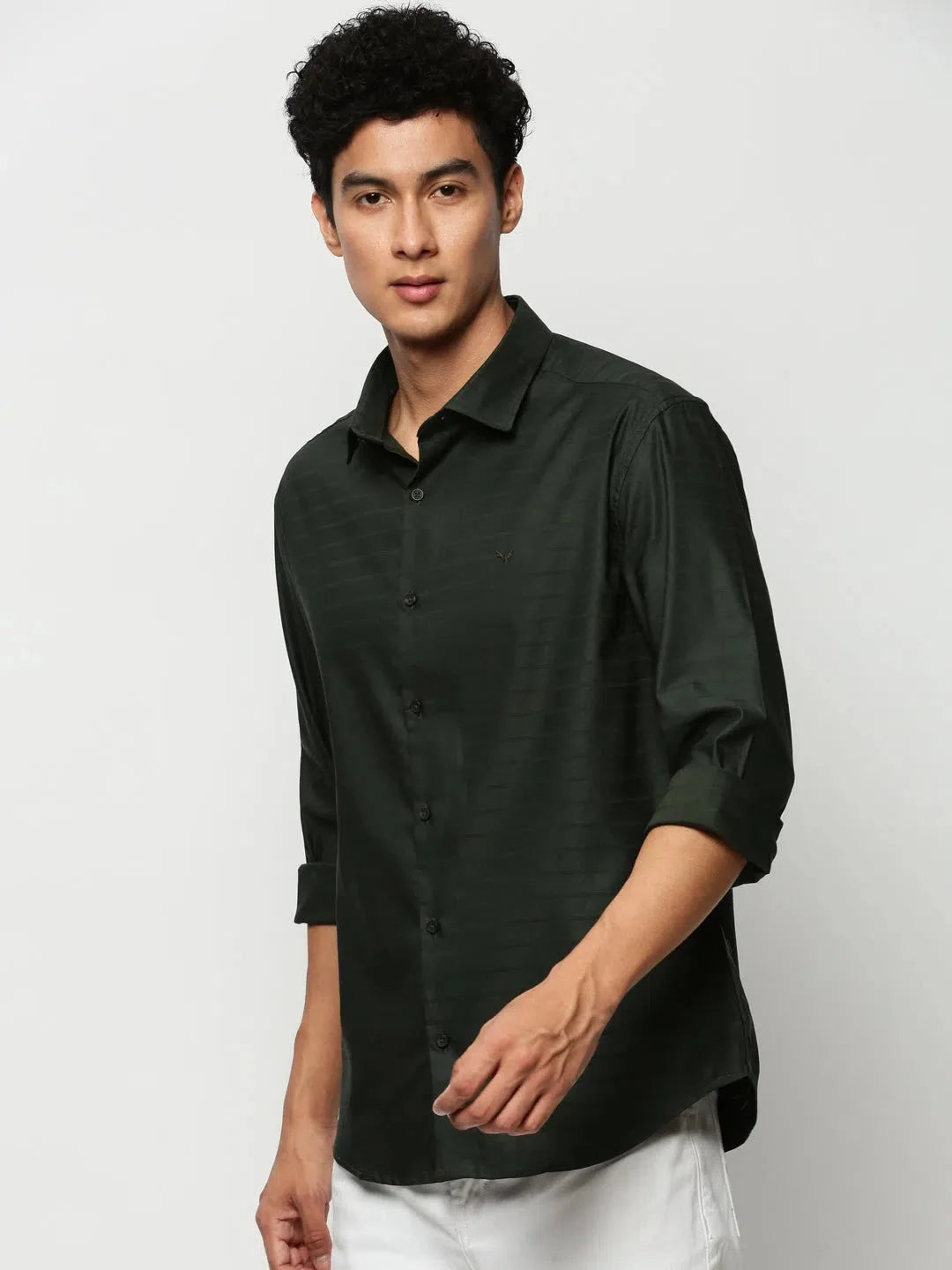 Trending Men's Green Striped Cotton Shirt | Casual Style
