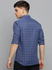 Men Blue Checked Casual Shirt-DALTONCHECKS-4097-Blue