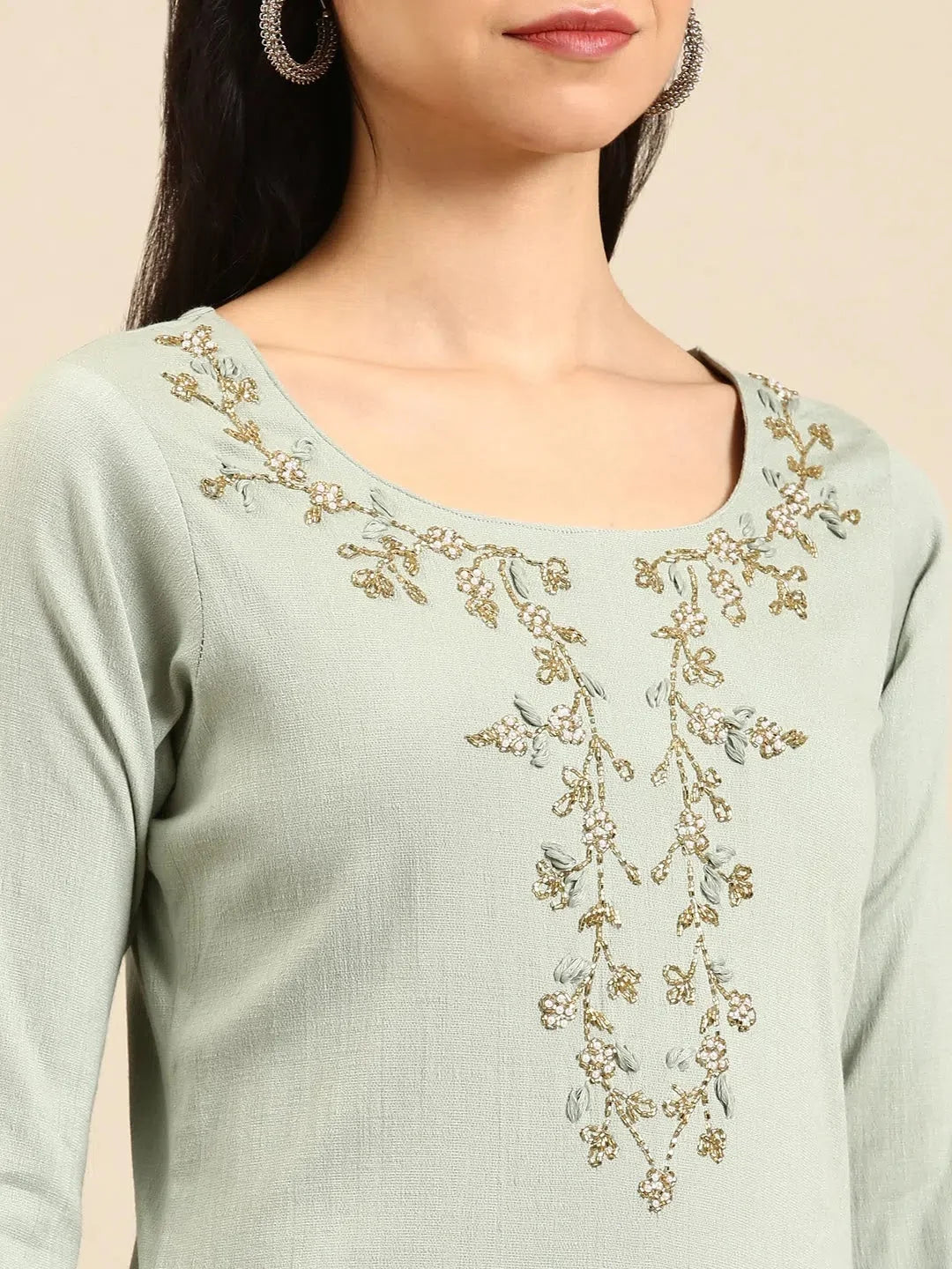 Sea Green Solid Kurta Set | Women's Designer Kurta Sets