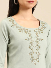 Women's Sea Green Solid Kurta SetKC-3325eagreen