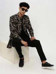 Men Black Printed Blazer-SOBLZ-85-011-Black