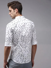 Men White Printed Casual Shirt-OMANPRINT-1566-White