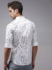Men White Printed Casual Shirt-OMANPRINT-1566-White