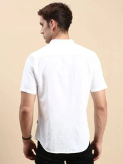 Men White Solid Casual Shirt-TOGOLINEN-5589-Offwhite