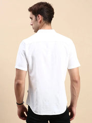 Men White Solid Casual Shirt-TOGOLINEN-5589-Offwhite