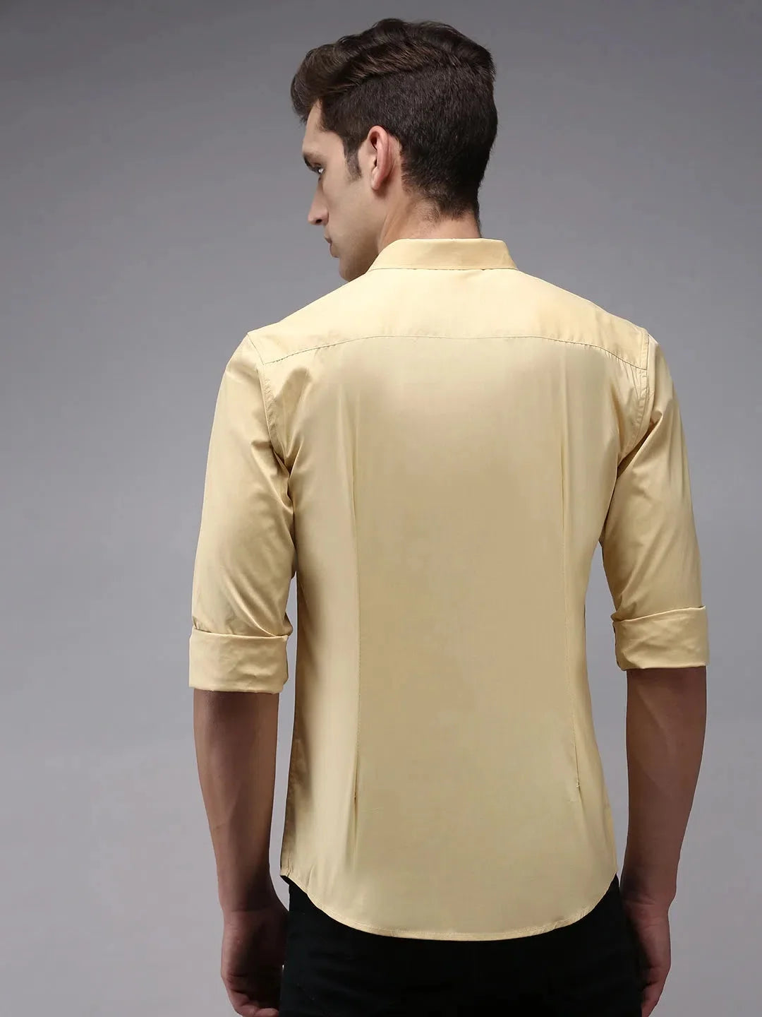 Yellow Solid Mens Shirt - Casual Cotton Shirt by DesiQlo