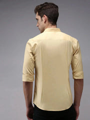 Men Yellow Solid Casual Shirt-BOLDPLAINE-1614-Yellow