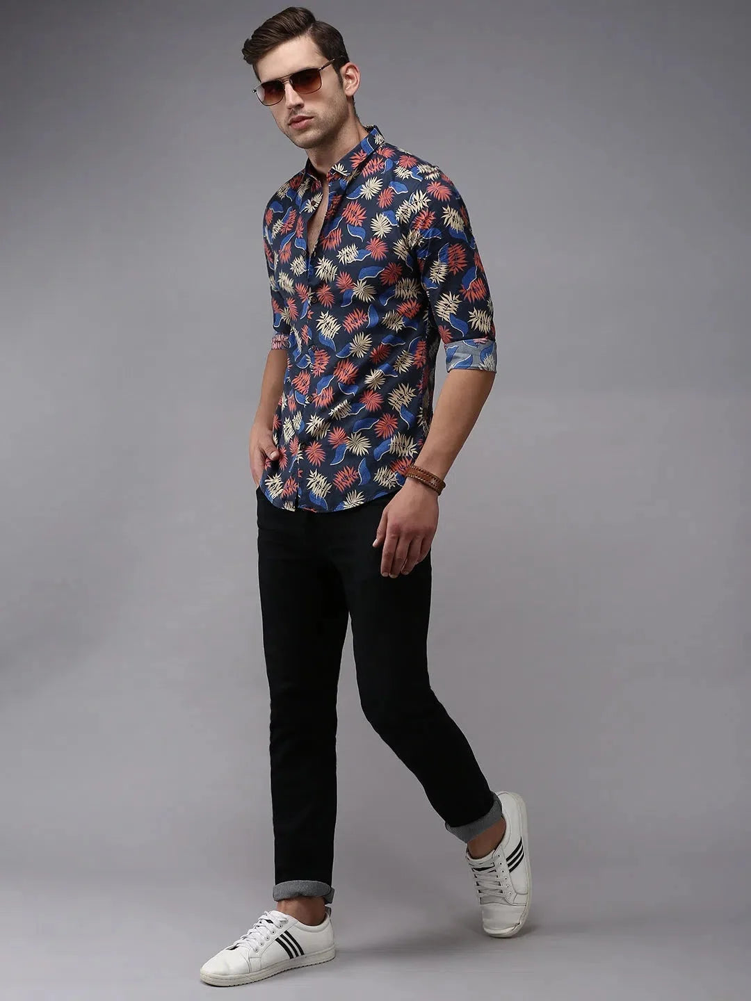Stylish Blue Printed Mens Shirt - Casual Cotton Shirt | DesiQlo