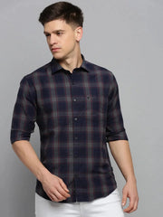 Men Navy Checked Casual Shirt-DALTONCHECKS-4106-Navyblue
