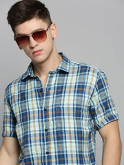 Men Green Checked Casual Shirt-MAYACHECKS-4419-Seagreen