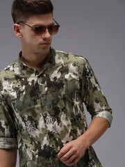 Men Green Printed Casual Shirt-PARKERPRINT-1556-Green