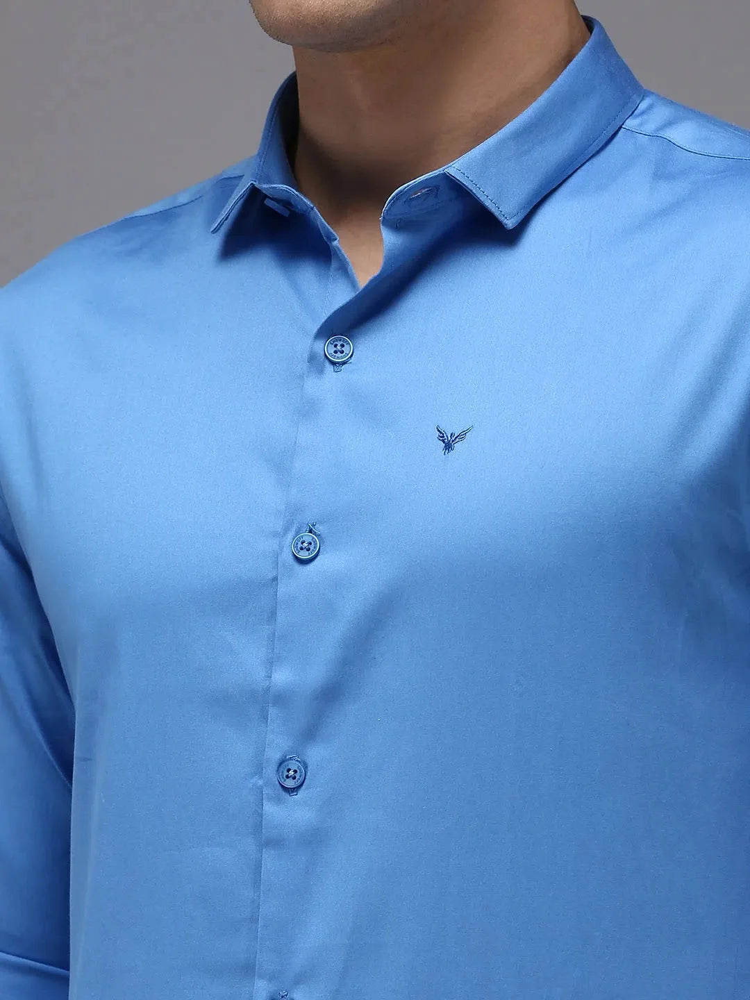 Men's Blue Solid Shirt - DesiQlo Cotton Casual Shirts