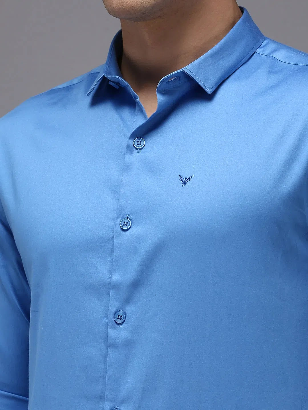 Men's Blue Solid Shirt - DesiQlo Cotton Casual Shirts