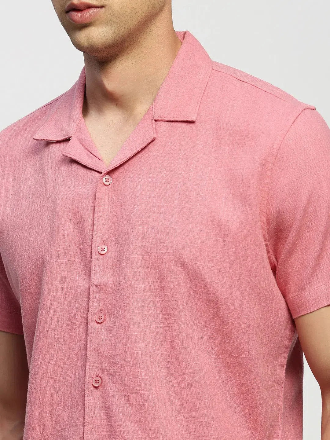 Men's Peach Solid Cotton Shirt | DesiQlo Stylish Look