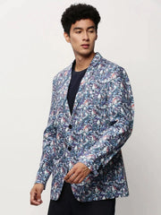 Men White Printed Casual Blazers-SOBLZ-082-19-White