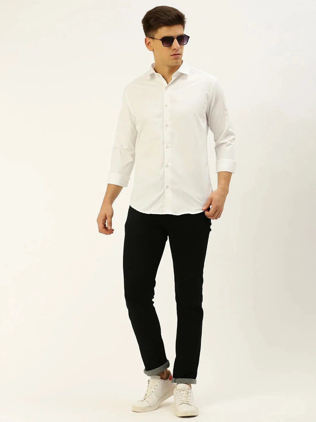 Men's White Solid Cotton Shirt | Classic Casual Style
