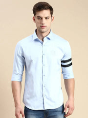 Men Blue Solid Casual Shirt-CHERRY-0315-Blue
