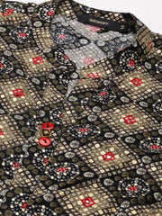 Women Black Printed Anarkali Kurta-AT-A914-LG-Black