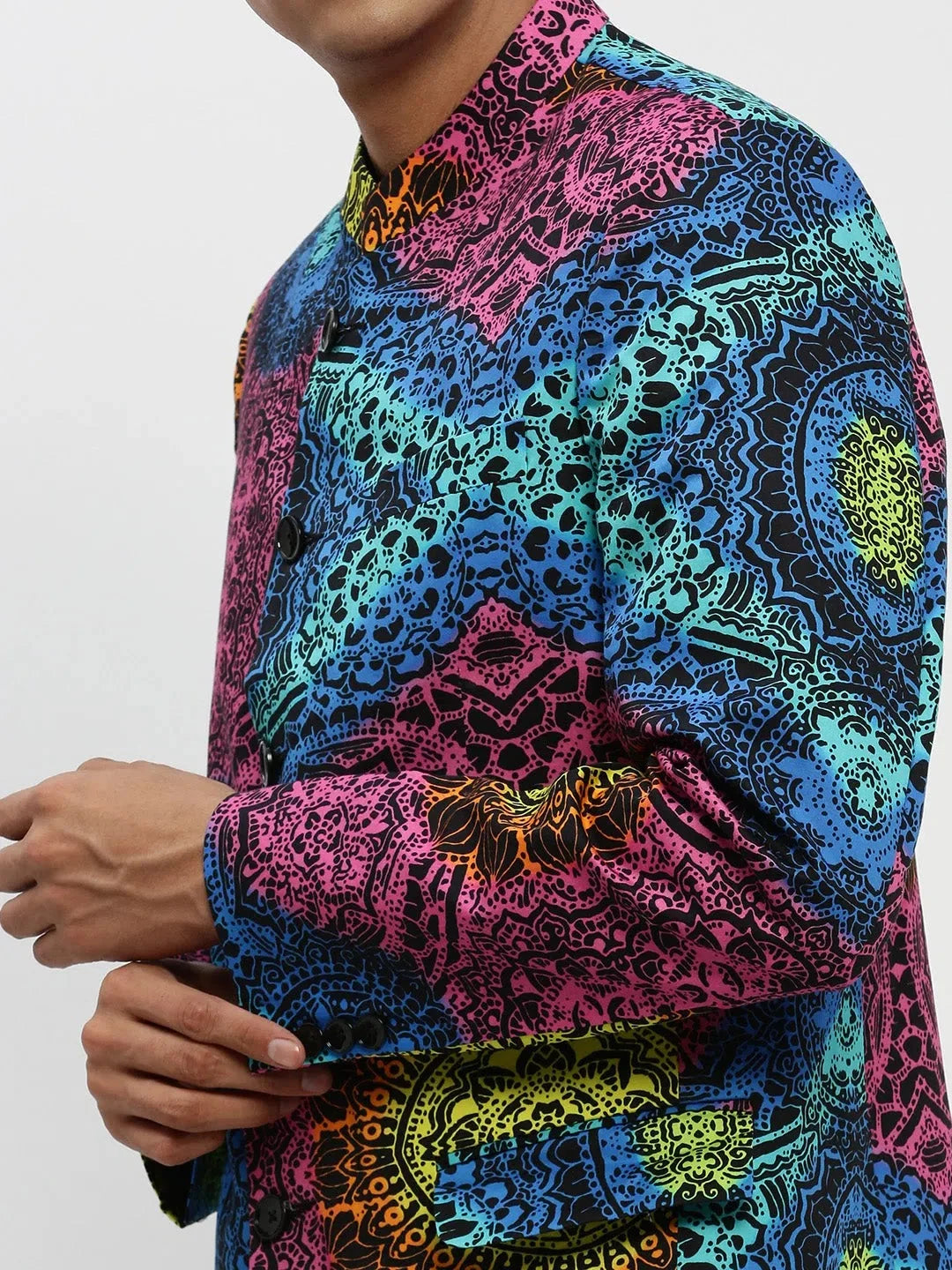 Pink Printed Blazer - Men's Ethnic Wear| DesiQlo