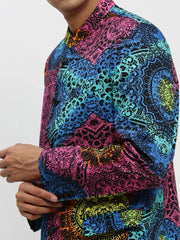 Men Pink Printed Blazer-SOBLZ-84-4-Pinkblue