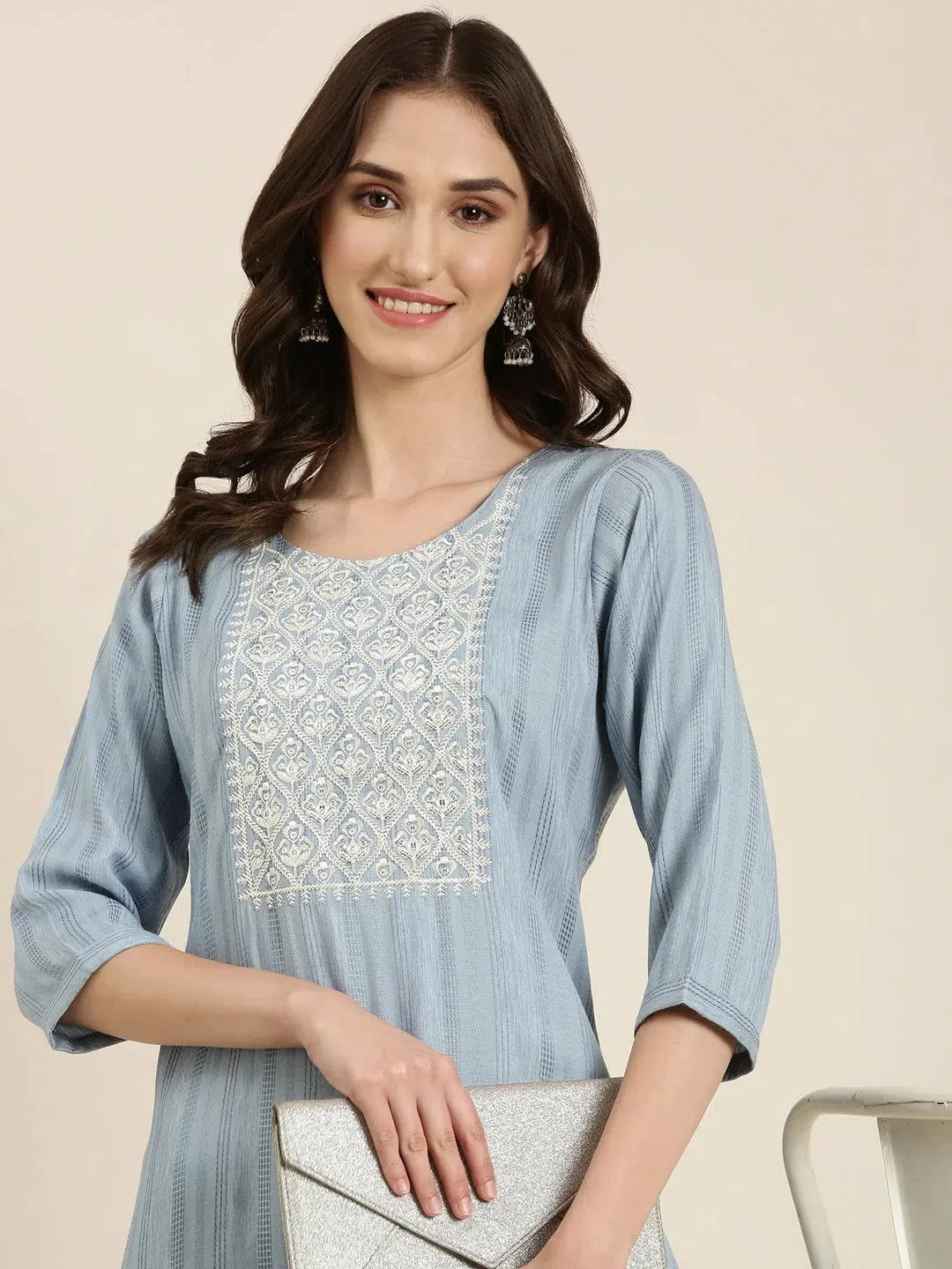 Blue Solid Indian Kurtis | Cotton Kurtas for Women - DesiQlo