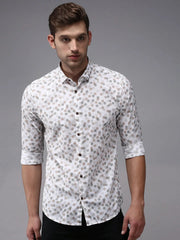 Men White Printed Casual Shirt-EASTIONPRINT-1431-White