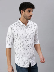Men White Printed Casual Shirt-STANDARDPRINT-13011-White
