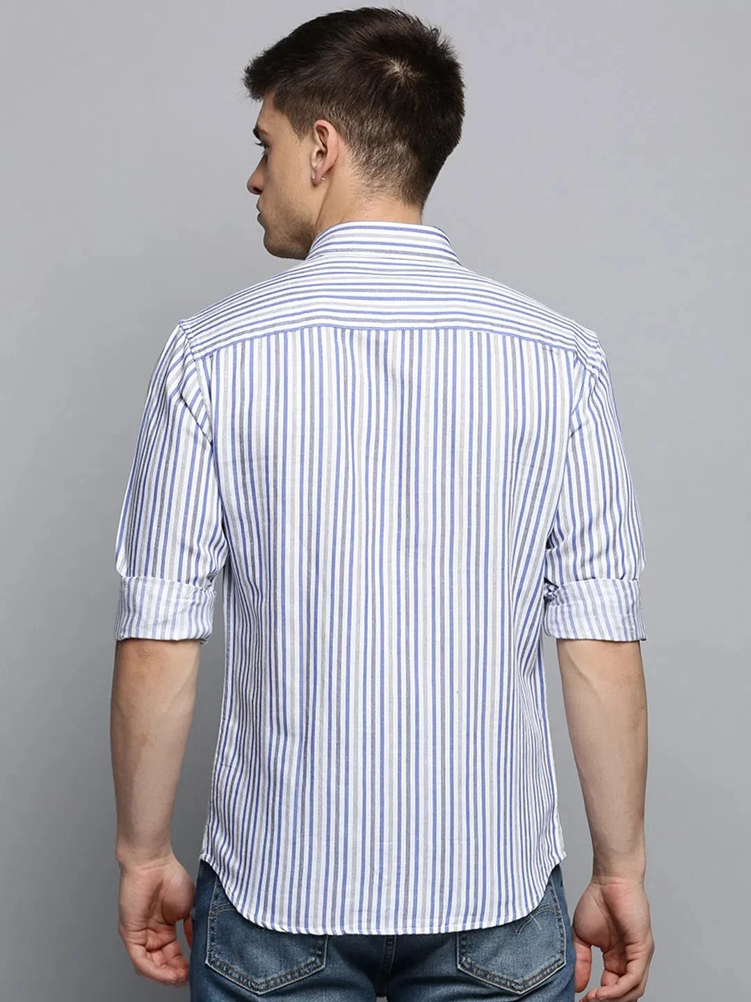 Men's White Checked Cotton Shirt - Casual Style