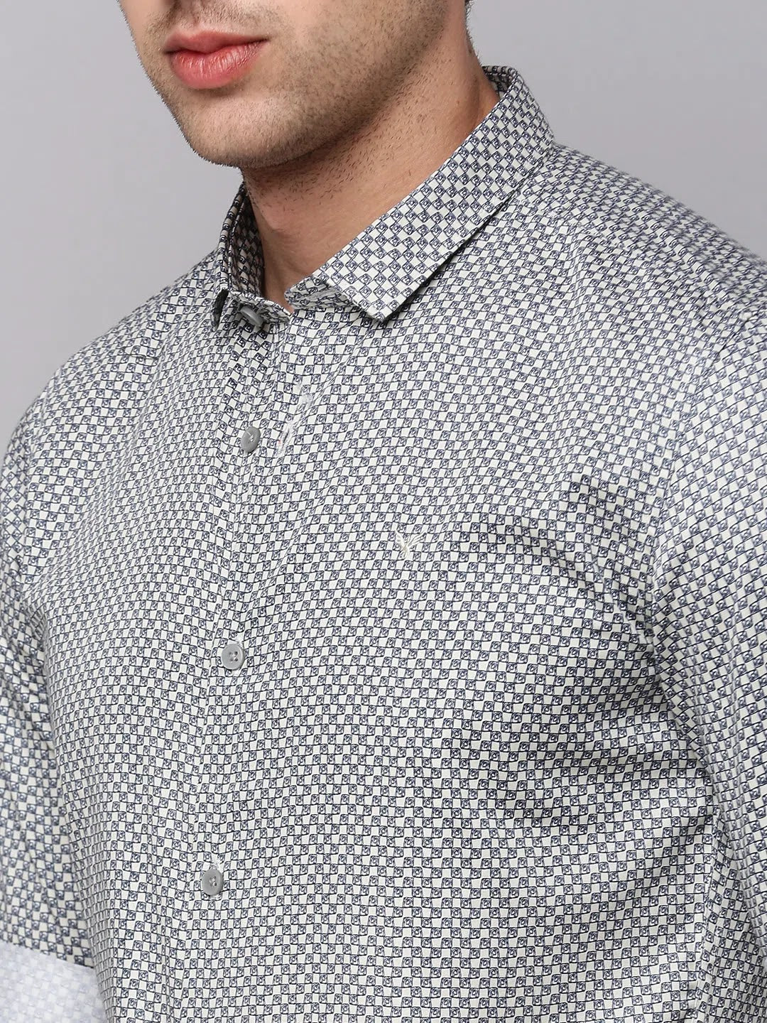 Cream Printed Mens Shirt - Stylish Cotton Casual Shirt