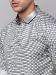 Men Cream Printed Casual Shirt-TKTPRINT-122-Cream