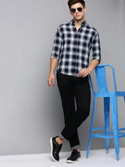 Men Blue Checked Casual Shirt-AVACHECKS-5038-Blue