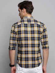 Men Navy Checked Casual Shirt-BOXERCHECKS-3339-Navyblue