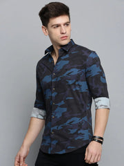 Men Black Printed Casual Shirt-RDPRINT-3008-Black