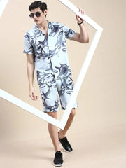 Men Grey Printed Casual Co ord Set-MARSHALL-1858-Grey