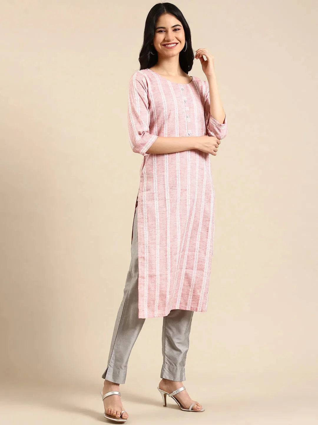 Women's Peach Solid Cotton Kurta | Casual Indian Kurtas Online
