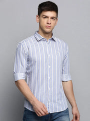Men White Checked Casual Shirt-PEISKOSSTRIPES-3408-White