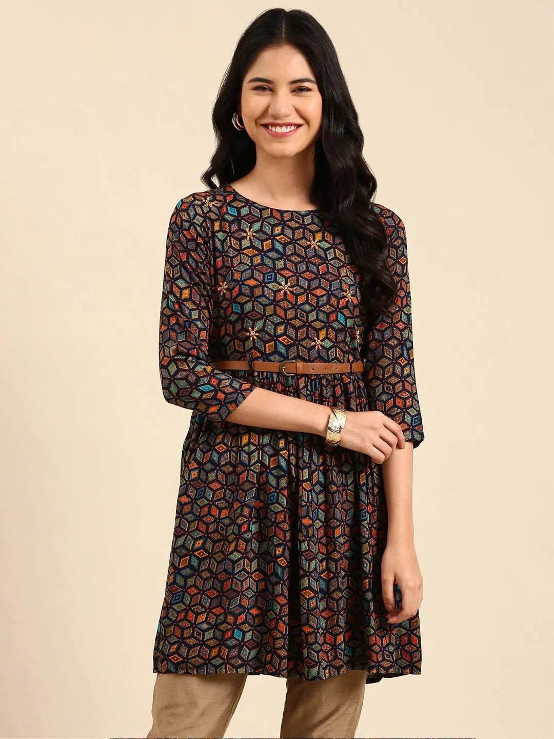 Navy Blue Embellished Anarkali Kurta | Anarkali Kurti for Women