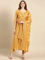Women's Mustard Printed Kurta SetKC-968-Mustard
