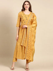 Women's Mustard Printed Kurta SetKC-968-Mustard