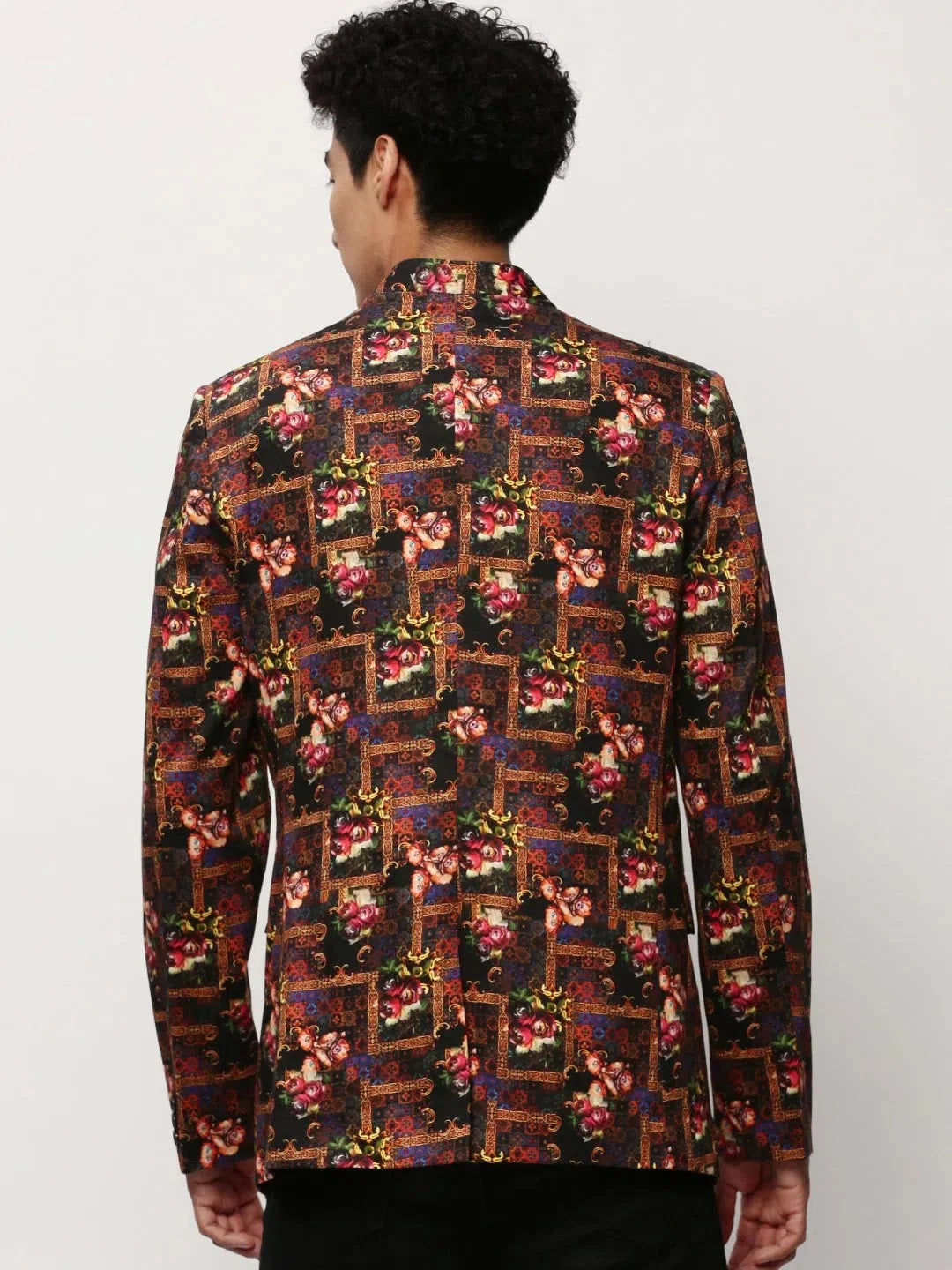 Black Print Blazer - Men's Indian Nehru Jackets Alternative