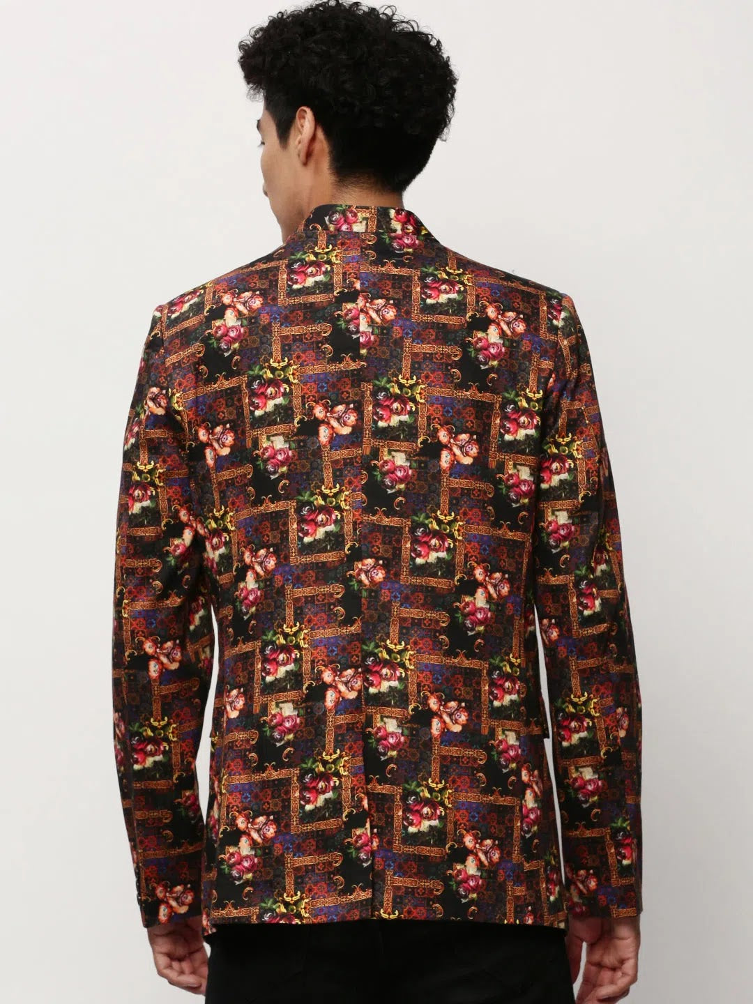Black Print Blazer - Men's Indian Nehru Jackets Alternative