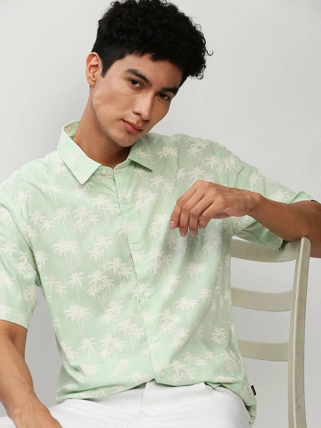 Men Green Floral Casual Casual Shirts-JUPITERPRINT-1772-Green