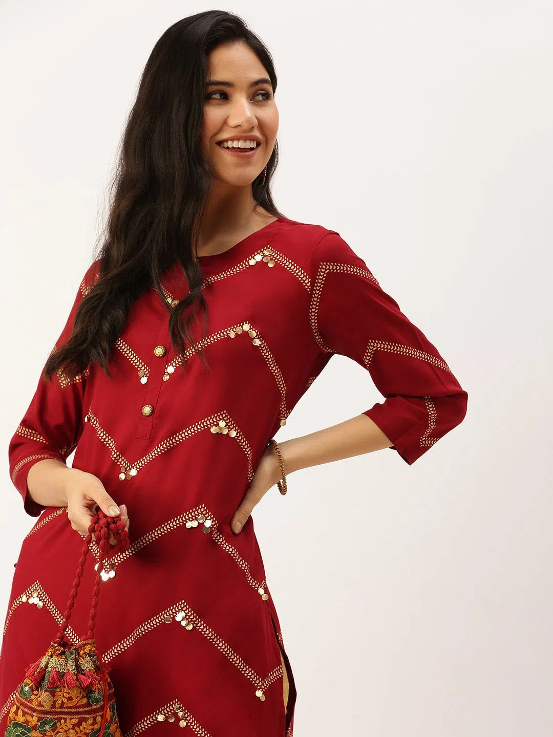 Red Printed Cotton Kurta - Stylish Indian Kurta for Women