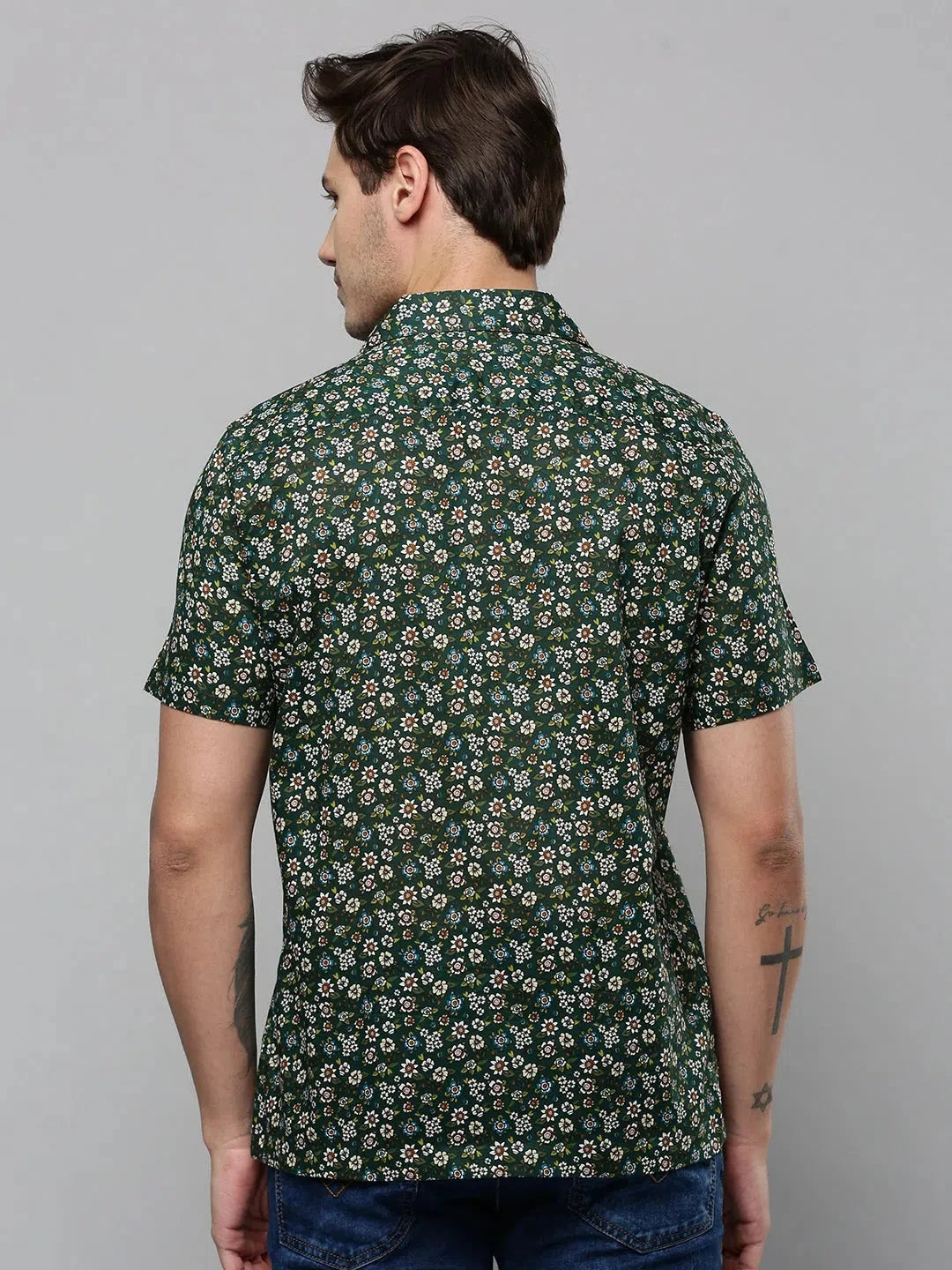 Green Printed Mens Shirt - Casual Viscose Shirt | DesiQlo
