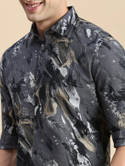 Men Grey Printed Casual Shirt-JORDANPRINT-4903-Grey
