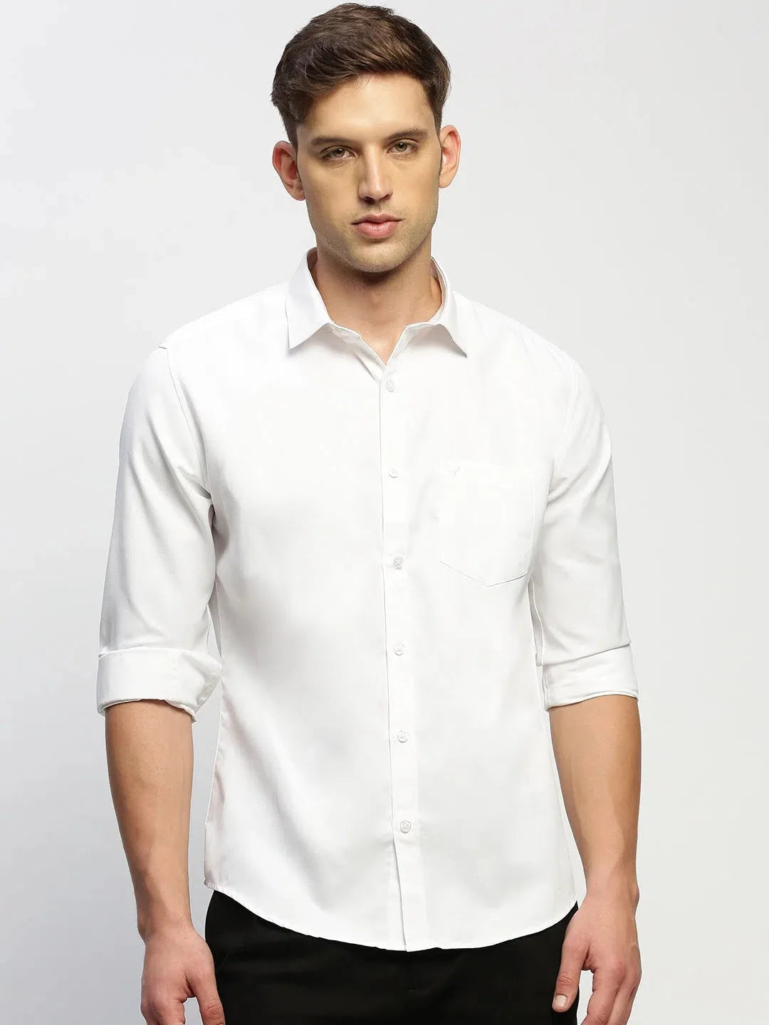Men's White Cotton Formal Shirt | DesiQlo Solid Design